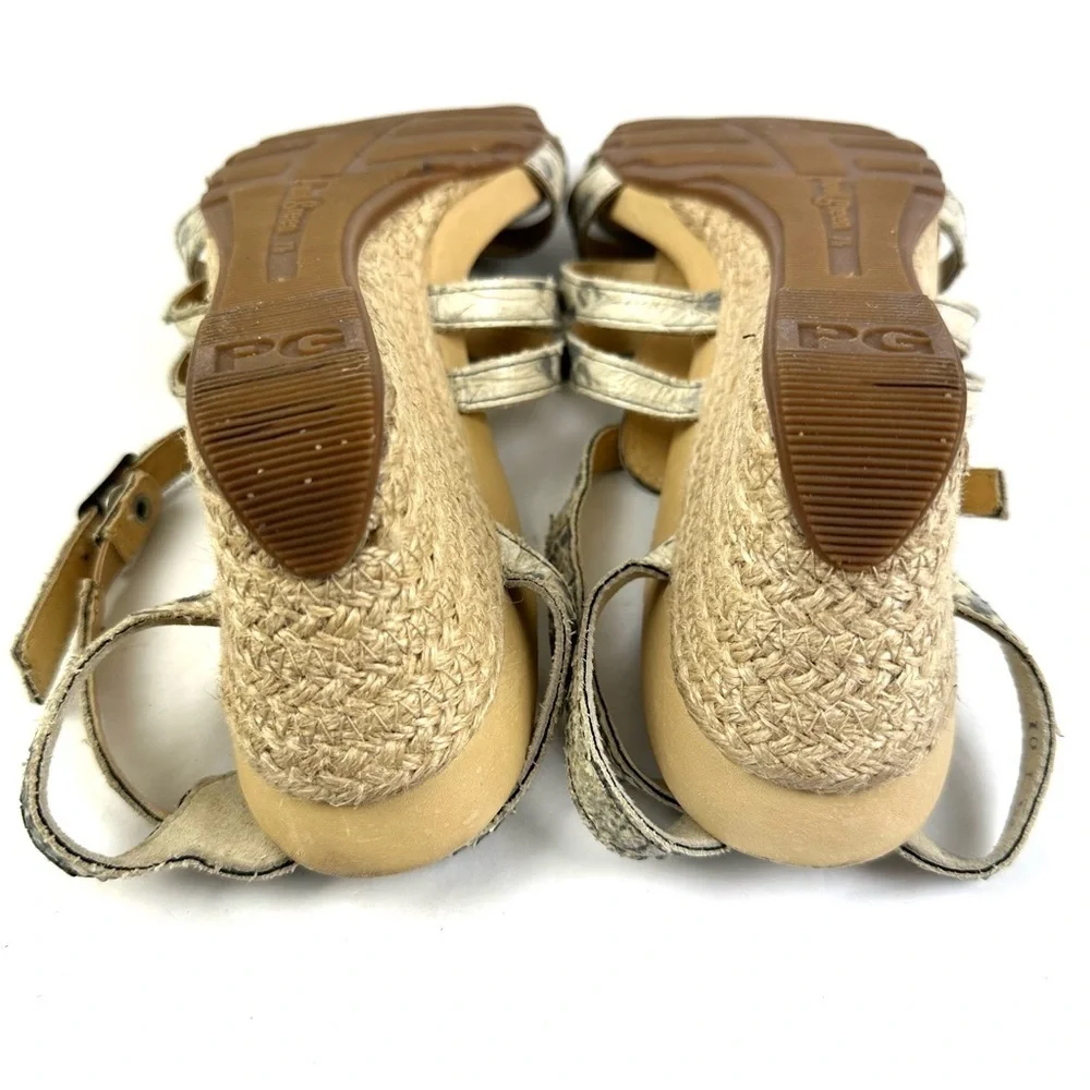 Paul Green Sandal 10 Snakeskin Espadrille‎ Wedge Strappy Shoes Womens